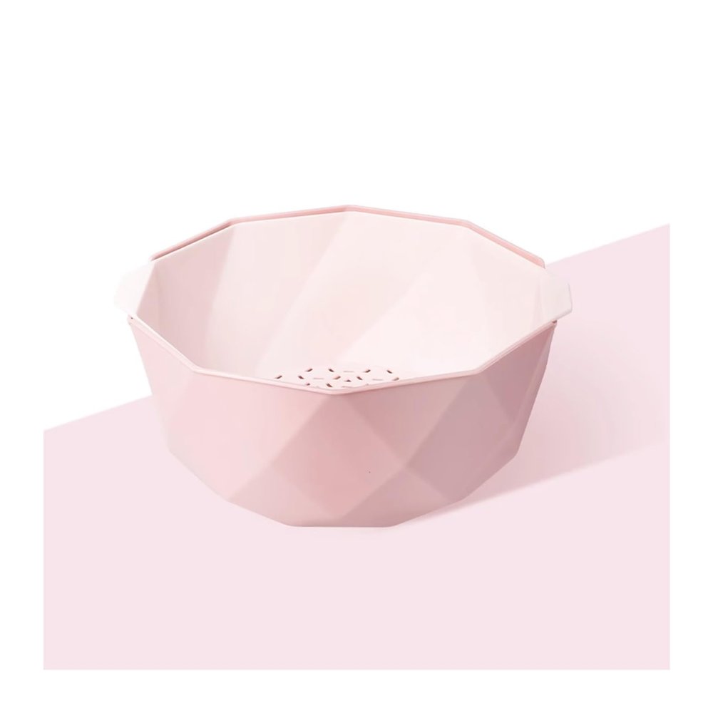WAOCEO Fruit Bowls Fruit Tray Living Room Home Kitchen Double Wash Vegetable Draining Basket Fruit Basket Blue Green Pink Fruit Bowl Fruit basket (Color : Pink, Size : L)