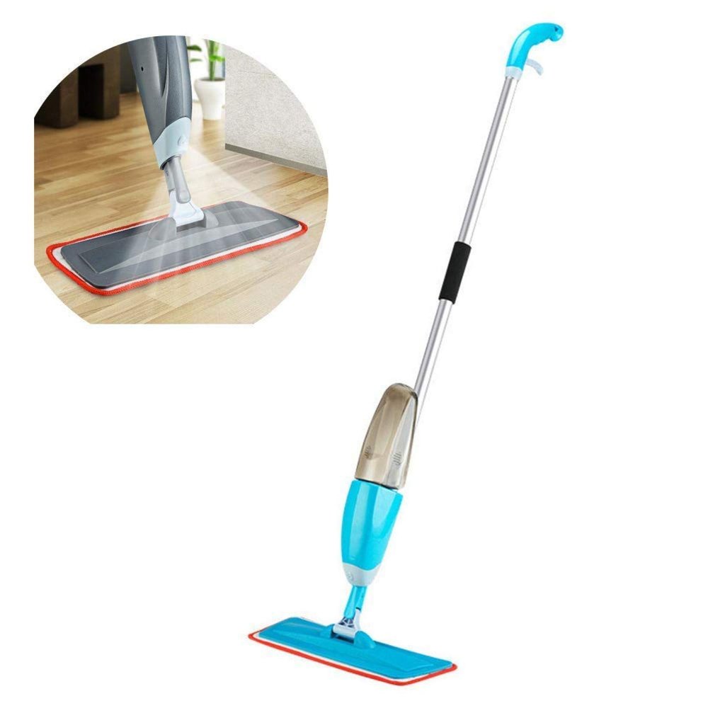 SinSed Blue Telescopic Handle Mop: Easy One-handed Dirt Removal, Dry/Wet Use for Tile Floors, Bathrooms, Garages - 120cm (47inch)