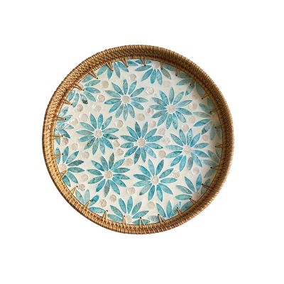 WAOCEO Fruit Bowls Woven Fruit Tray Tray Living Room Coffee Table Home Snack Storage Basket Bun Box Snacks Fruit Basket Fruit Tray Fruit basket (Color : 02, Size : L)