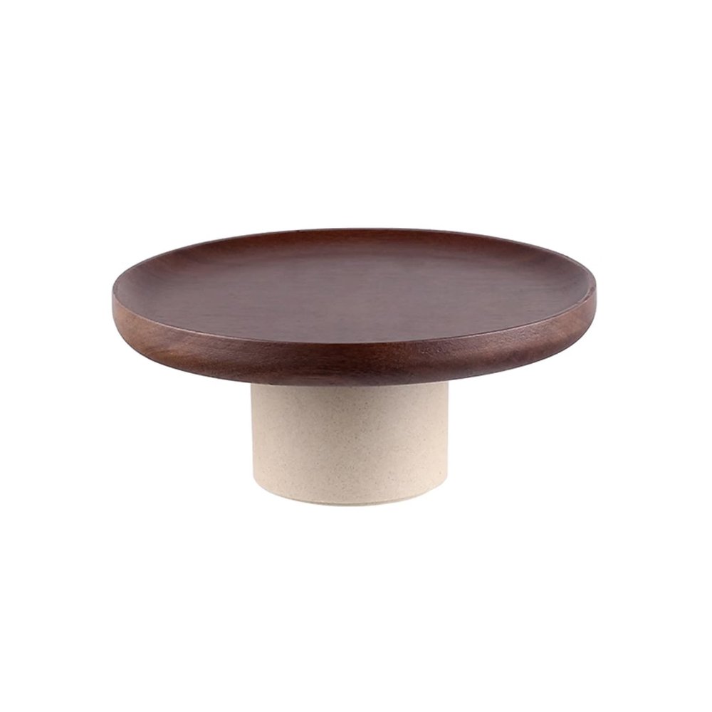 Fruit Bowls Tall Fruit Tray Home Living Room High Diaojiao Wooden Cake Tray High Value Snacks Fruit Snack Tray Set Wooden Fruit Tray Fruit basket (Color : A, Size : L)