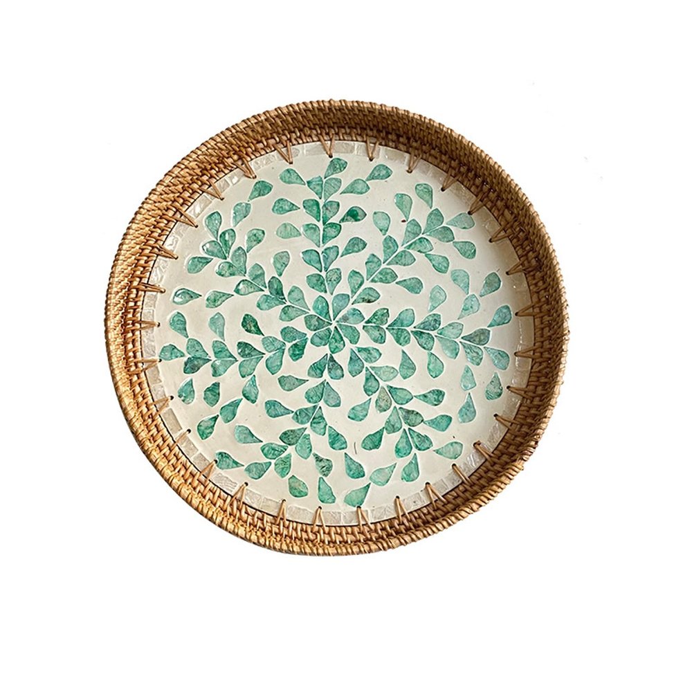 WAOCEO Fruit Bowls Woven Fruit Tray Tray Living Room Coffee Table Home Snack Storage Basket Bun Box Snacks Fruit Basket Fruit Tray Fruit basket (Color : 03, Size : L)