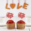 24 PCS Happy Galentines Day Cupcake Toppers,Glitter Sweet Love Valentine Cupcake Picks for Valentine's Day Theme Birthday Party Cake Decorations, Valentines Day Party Decorations Supplies view 2