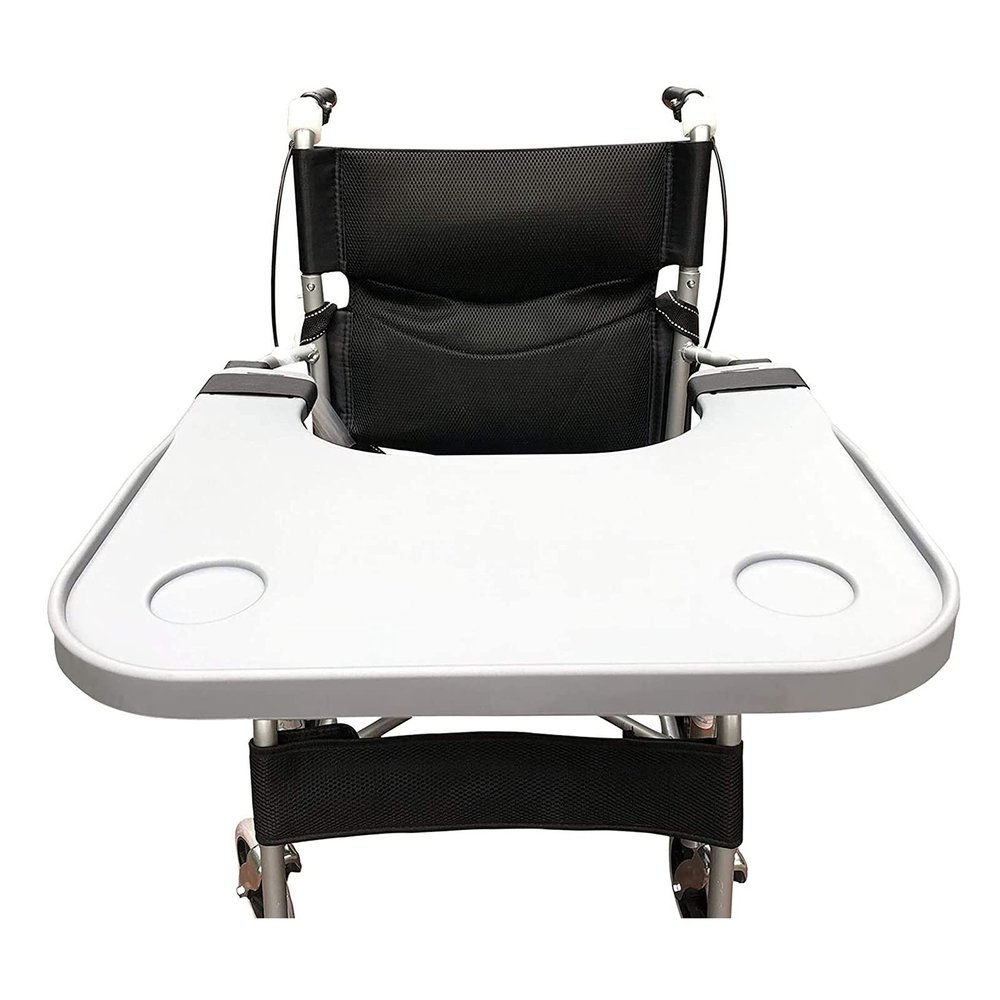 Wheelchair Tray Table, Detachable Wheelchair Lap Tray with Cup Holder, Wheelchair Accessories for Writing Reading and Eating Resting