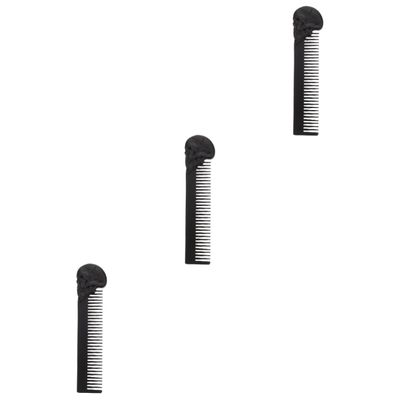 Angoily 3pcs Portable Beard Comb Hairdressing Comb Skull Design Household Mustache Decorative for Daily Use