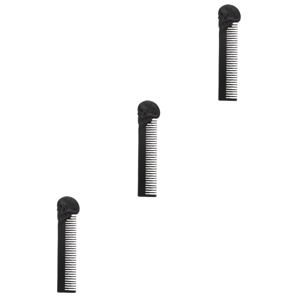 Angoily 3pcs Portable Beard Comb Hairdressing Comb Skull Design Household Mustache Decorative for Daily Use
