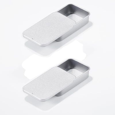 2Pcs Dental Floss Portable Case, Metal Rectangular Sliding Floss box Small Tins with Lids for Travel, Portable Travel Floss Box, Convenient Dental Floss Dispenser 3.15 x 1.96 x 0.54 IN (Silver)