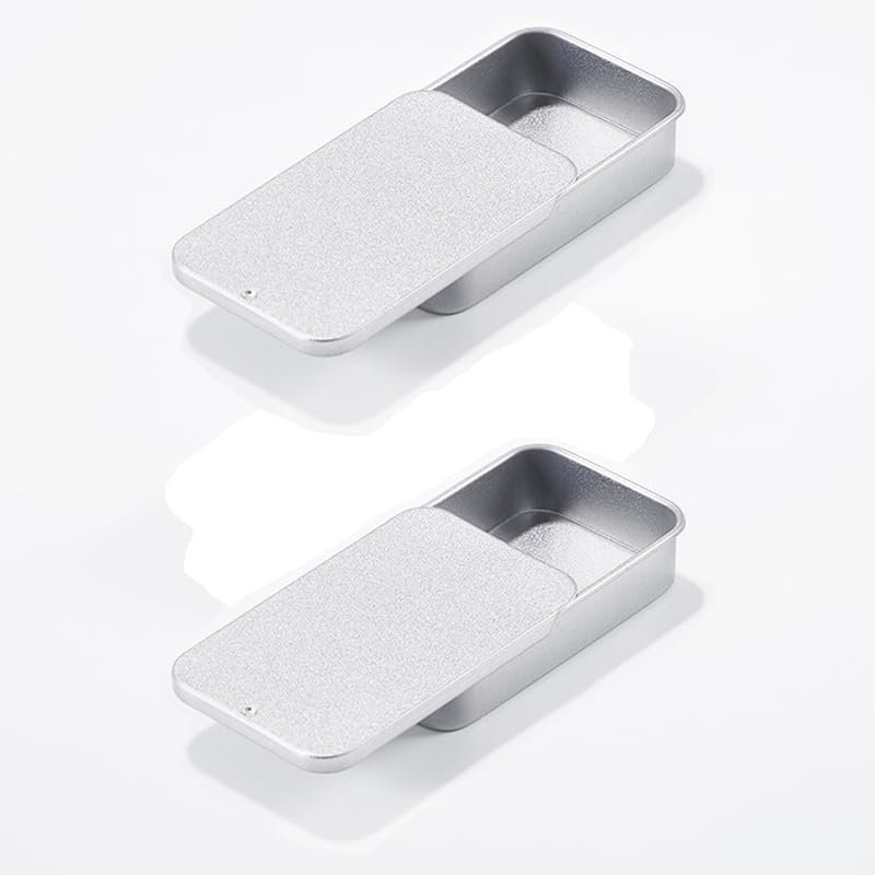 2Pcs Dental Floss Portable Case, Metal Rectangular Sliding Floss box Small Tins with Lids for Travel, Portable Travel Floss Box, Convenient Dental Floss Dispenser 3.15 x 1.96 x 0.54 IN (Silver)