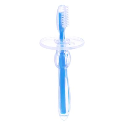 Gatuida Silicone Baby Toothbrush for Infants, Blue Soft Infant Oral Brush with Training Function, Food-Grade Safe Silicone Toothbrush for Baby Gum Care and Teething Assistance