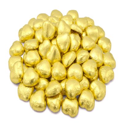 Wyeland Confectionery Luxury Milk Chocolate Hearts - For Wedding Favours, Anniversary, and Mothers Day - 30 Gold Hearts