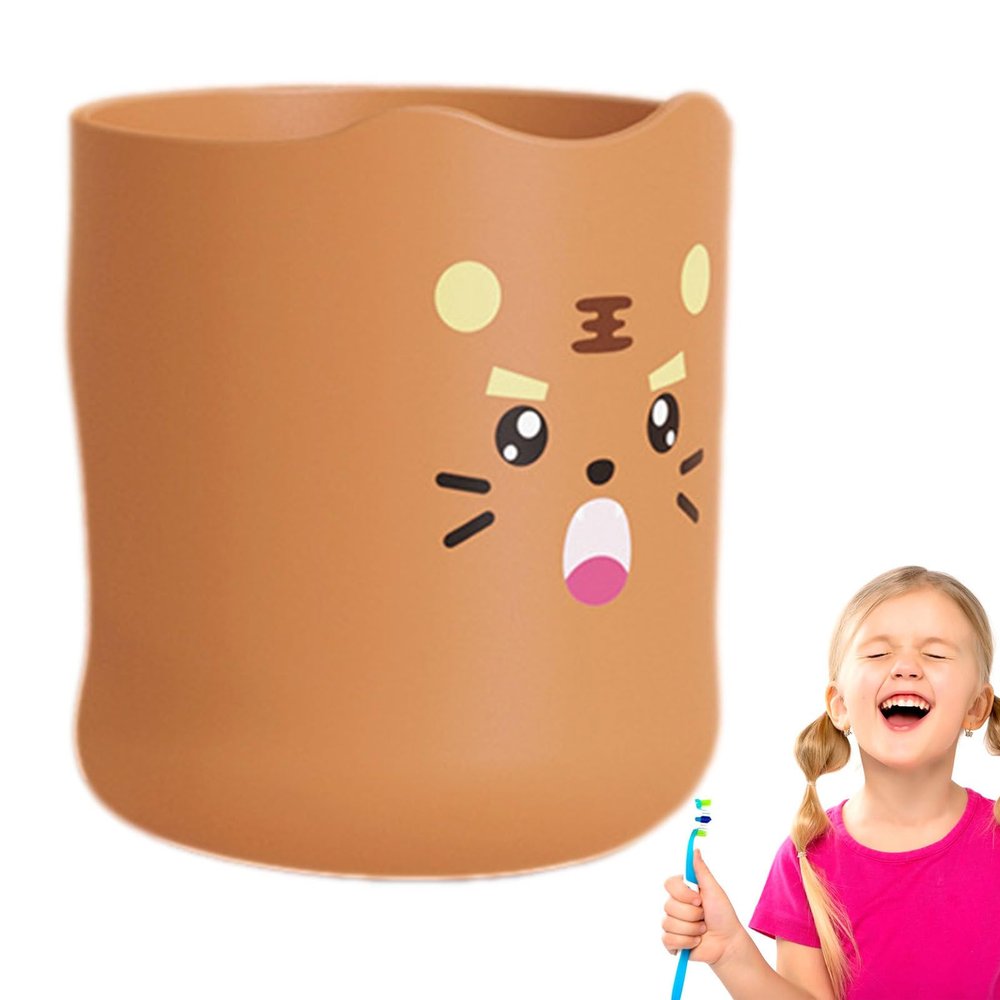 feveo Kids Toothbrush Cup - 300ml Bathroom Toothbrush Cup Kids Cartoon | Unbreakable Toothbrush Cup, Adorable Bathroom Accessories for Kids, Boys, Girls