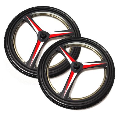 1 Pair 24 Inch Replacement Wheelchair Rear Wheels for Most Electric Wheelchairs, Non-Inflatable PU Solid Wheelchair Wheel Assembly with Keyway, 11/16" (17mm) Bearing