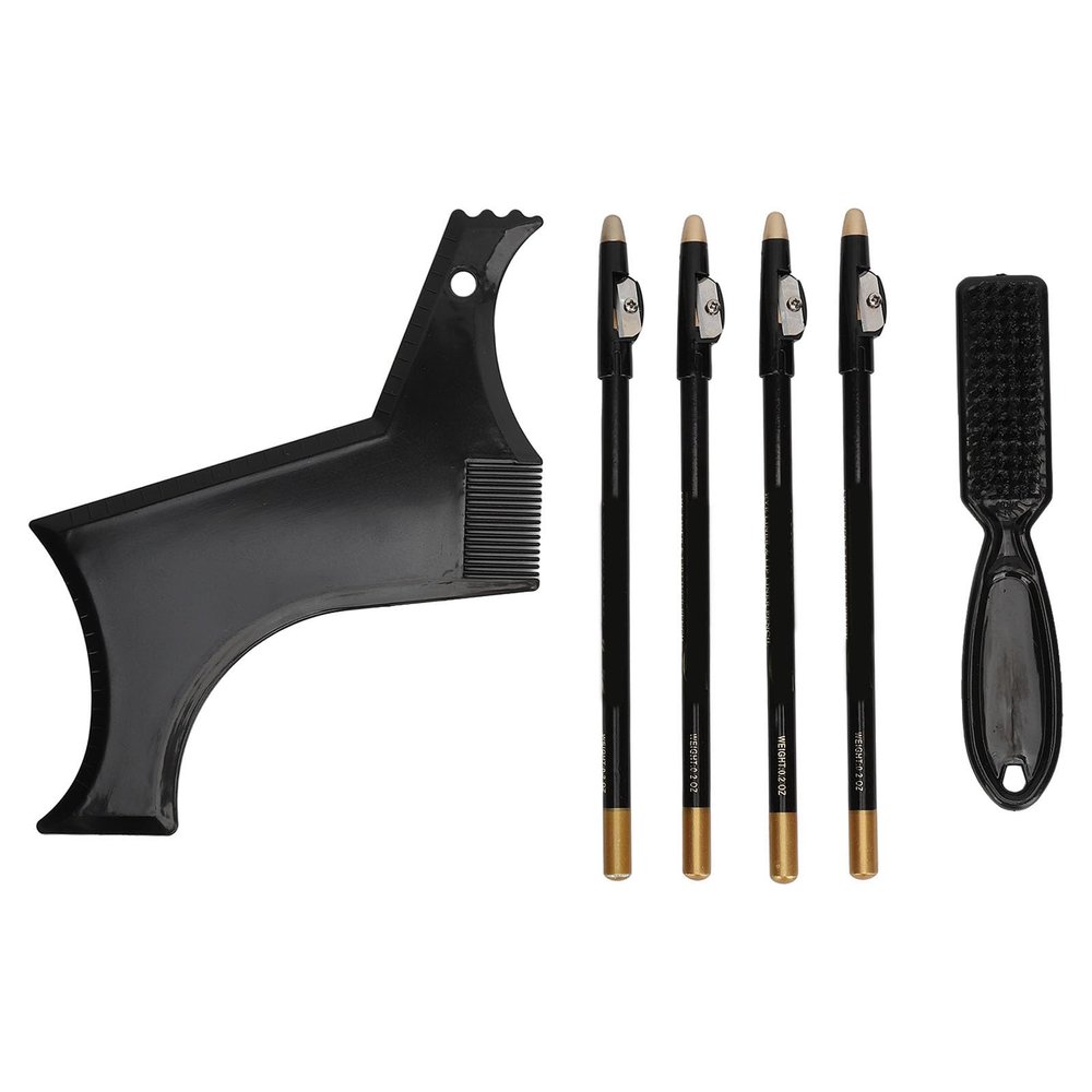 Beard Shaper, Professional Beard Shaping Tools with 4pcs Barber Pencil, Beard Template Guide and Beard Brush, Beard Shape Up Tool for Line Up & Edging, Gifts for Dad, Husband