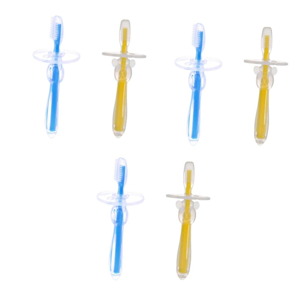 Healeved 3sets Umbrella-Shaped Toothbrush Bristle Training Brush for Boys and Girls Silicone Durable 2pcs*3