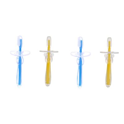 Healeved 4pcs Silicone Toothbrush for Boys and Girls Bristle Training Toothbrush Umbrella-Shaped Design for Toddlers for Oral Care