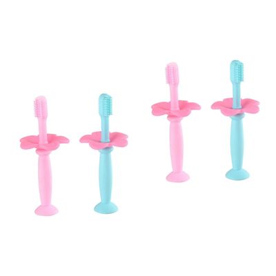 Healeved 4pcs Silicone Toothbrush Protective Baffle Manual Training Toothbrush for Boy Girl Boys and Girls Oral Care Bristles and Manual Use