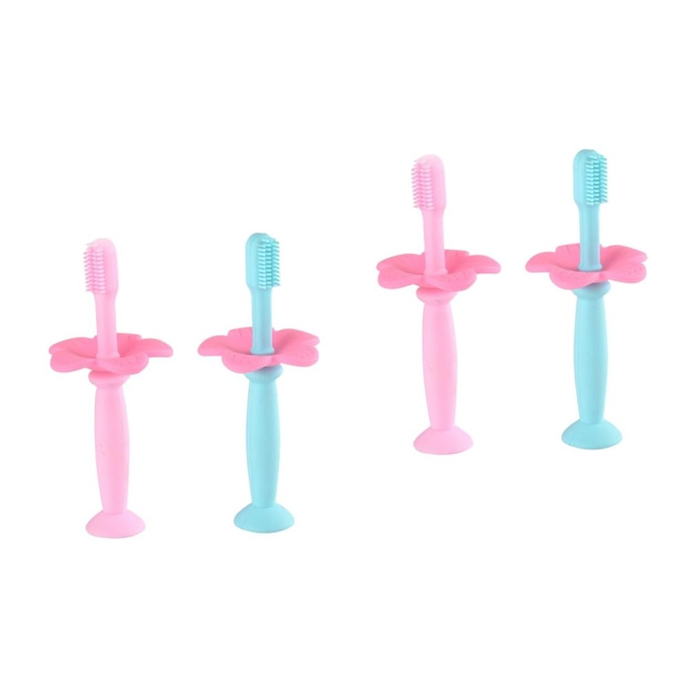 Healeved 4pcs Silicone Toothbrush Protective Baffle Manual Training Toothbrush for Boy Girl Boys and Girls Oral Care Bristles and Manual Use
