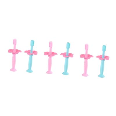 Healeved 6pcs Manual Boys and Girls Toothbrush Boy Girl Toothbrush Years Silicone Training Brush Safe Baffle First