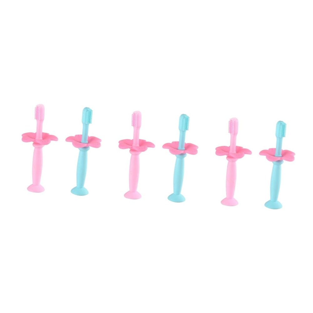 Healeved 6pcs Manual Boys and Girls Toothbrush Boy Girl Toothbrush Years Silicone Training Brush Safe Baffle First