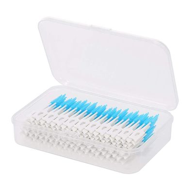 160Pcs/Box Interdental Brushes Silicone Interdental Brushes Ultra Tight Disposable Tooth Cleaner Brushes Silicone Toothpick Brush for Interdental Spaces Blue