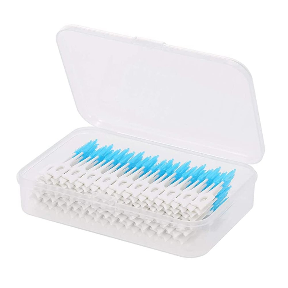 160Pcs/Box Interdental Brushes Silicone Interdental Brushes Ultra Tight Disposable Tooth Cleaner Brushes Silicone Toothpick Brush for Interdental Spaces Blue