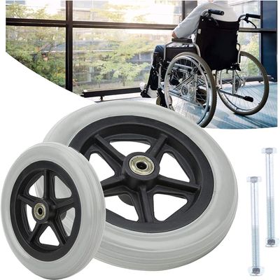 2 Pcs Front Wheel for Wheelchair Wheel Replacement Grey Solid Wheelchair Front Caster, 150 170 190mm for Wheelchair Accessories Parts Wear-Resistant and Non-Slip, Easy to Install