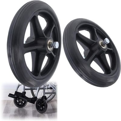 2 Pcs Wheelchair Caster Wheel, Manual Wheelchairs Front Wheels 6" 7" 8" Solid Hard Rubber Tire, Silence,Anti-wear & Non-Slip, Easy to Install for Wheelchairs, Rollators, Walkers