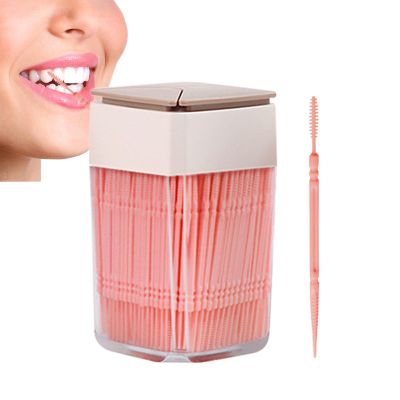 Aznever Tooth Care Picks - 200 Household Toothpicks with Dual Ends - Bendable Toothpicks with Transparent Box for Kitchen, Banquet, Restaurants, Schools