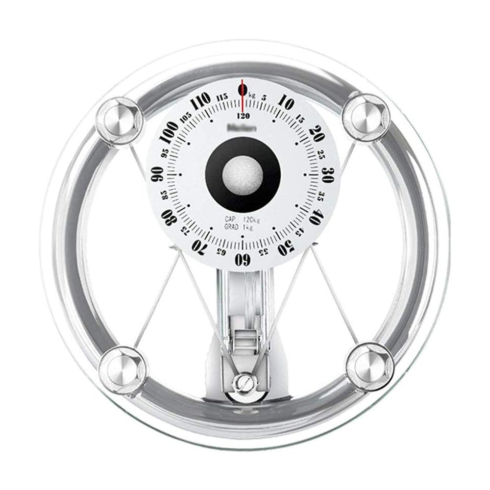 Bathroom Scale Mechanical, Analog, Fast Reliable Weighing, Easy To Read, Round Sturdy Tempered Glass, High Capacity 120Kg, Suitable For Home, Schools Digital Scale