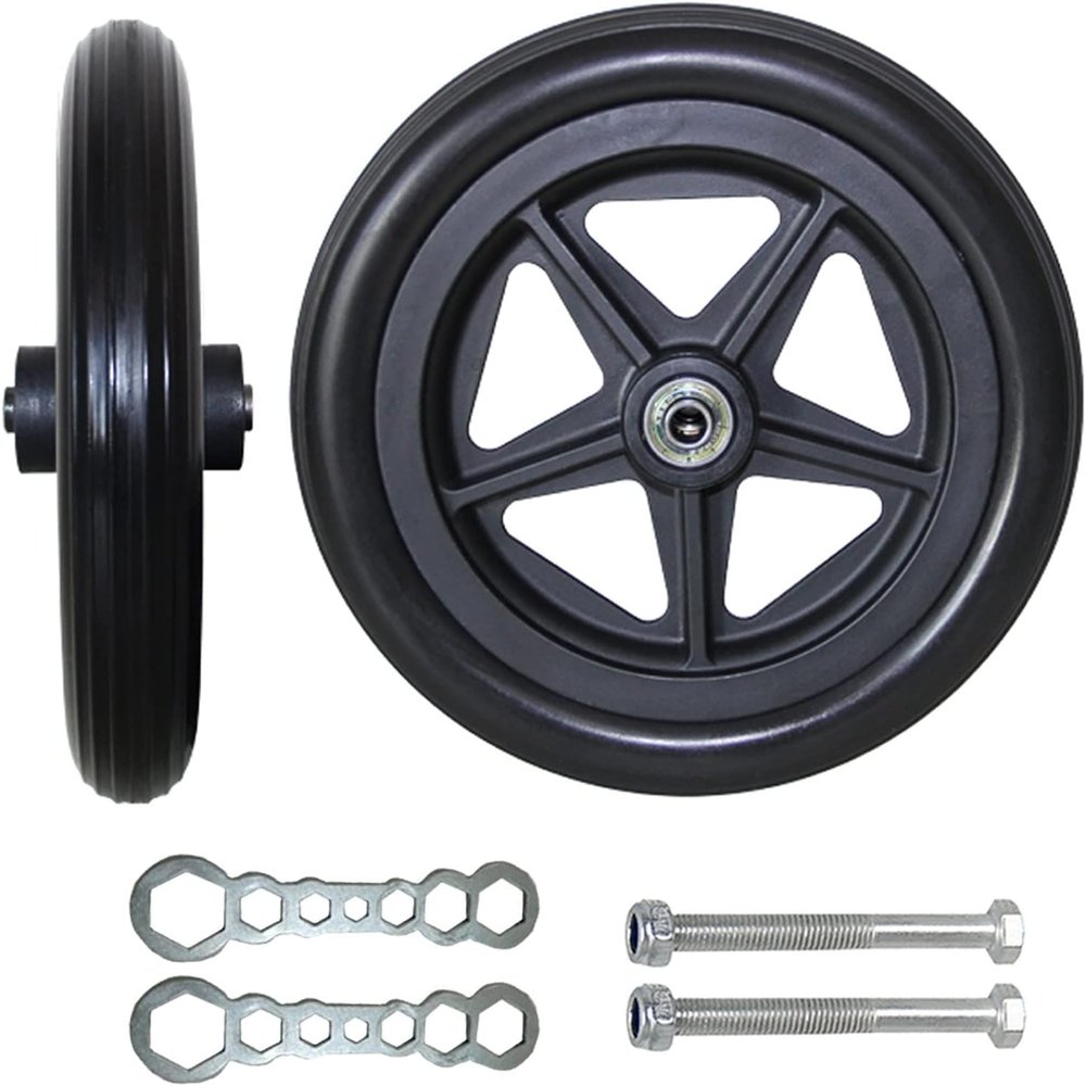 AuLYn 2 Pieces Wheelchair Caster Wheels, 7inch 8inch Wheelchair Wheels Easy To Scroll 2-3/8" Hub Width- Easy To Install, Solid With Polyurethane Rubber Tire - With Wrench