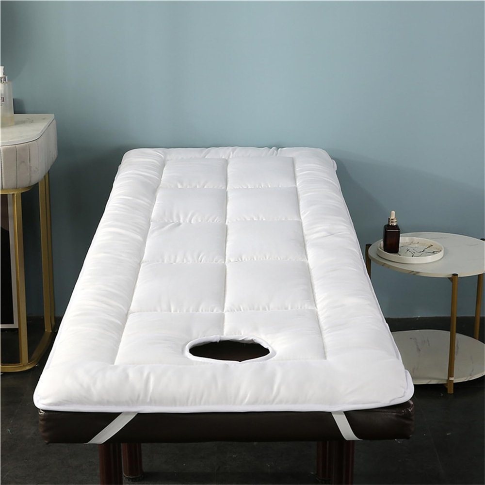 Highdi Massage Bed Mattress with Face Hole, Soft Breathable Beauty SPA Mattress, Portable Roll Up Thick Bed Pad for SPA Hotel Beauty Salon, White (70x190cm)