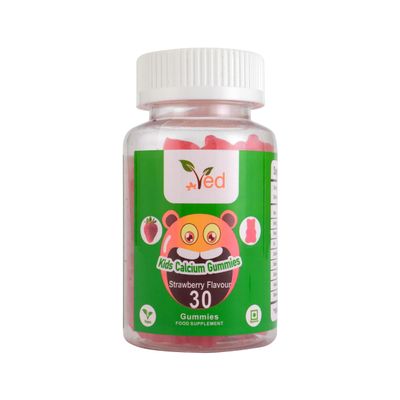 VED Calcium Gummies for Kids,15 Day Supply, Natural Strawberry Flavour, 30 Chewable Vegan, Vegetarian Friendly, Energy & Immune System, GMO & Gluten Free.