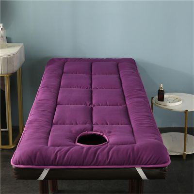 Highdi Massage Bed Mattress with Face Hole, Soft Breathable Beauty Massage SPA Mattress, Portable Roll Up Thick Bed Pad for SPA Hotel Beauty Salon Massage Bed (60x180cm,Purple)