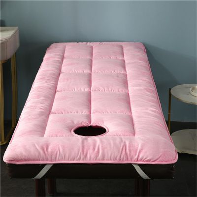 Highdi Massage Bed Mattress with Face Hole, Soft Breathable Beauty Massage SPA Mattress, Portable Roll Up Thick Bed Pad for SPA Hotel Beauty Salon Massage Bed (60x185cm,Pink)