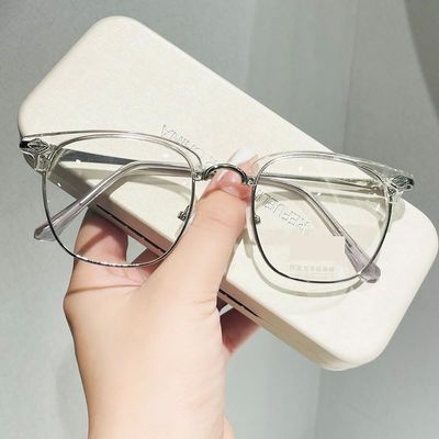 PARWANA Trendy Reading Glasses Eyeglasses Anti Glare Computer Readers Blue Light Blocking Flat Light Mirror for Women/Men (Color : Clear, Size : +350)