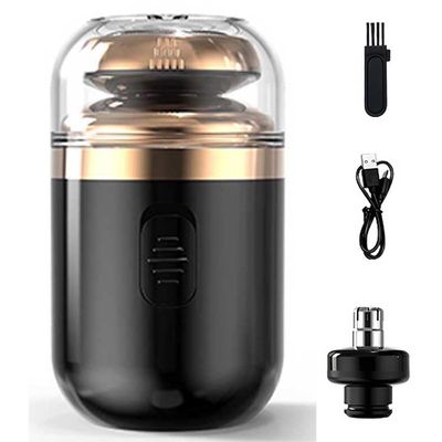 Electric Razor for Mens, Mini Beard Shaver Portable Travel Shaving Razor Rechargeable Capsule Shaver (Black)