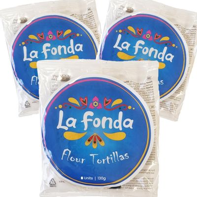 6" La Fonda Flour Tortilla (Pack 3) / Authentic Mexican Flour Tortilla Wraps for Tacos, Quesadillas, Soft and Versatile Wraps