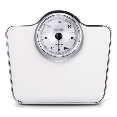 Bathroom Scales Most Accurate Prime, Scale For Body Weight Analog, Retro, All-Steel Body, Artificial Leather Scale Surface, Large Display Dial, 136 Kg Capacity, White Digital Scale (White)