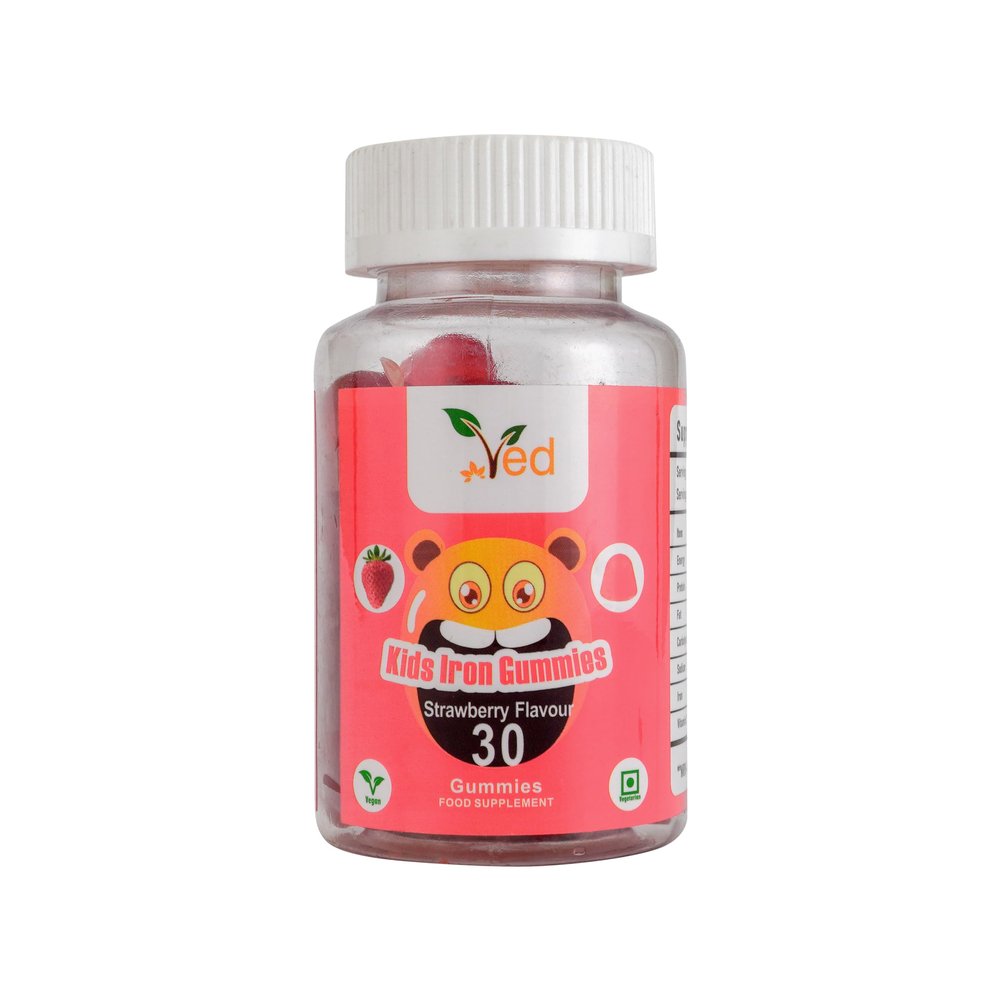 Iron Gummies Kids,15 Day Supply, Natural Strawberry Flavour, 30 Chewable Vegan Gummies, Vegetarian Friendly, Energy & Immune System, Kids Iron Gummies, GMO & Gluten Free.