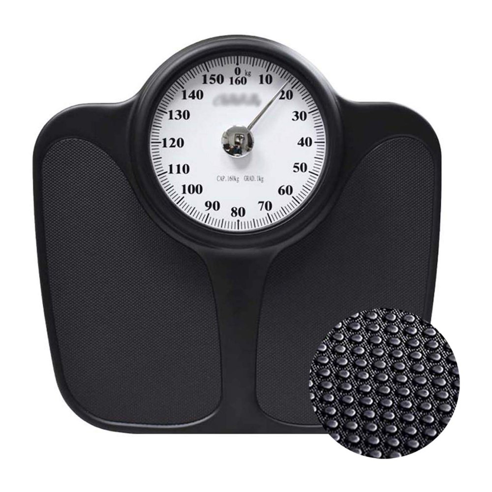 Accurate Scales For Body Weight, Bathroom Scale Analog No Batteries, Non-Slip Surface, Dial Scale With Oversize Dial Display For Easy Reading, 160Kg, Black Digital Scale (White)