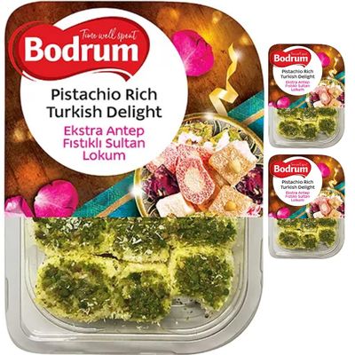 Bodrum Pistachio Rich Sultan Turkish Delight 200 gram x 3 Pieces