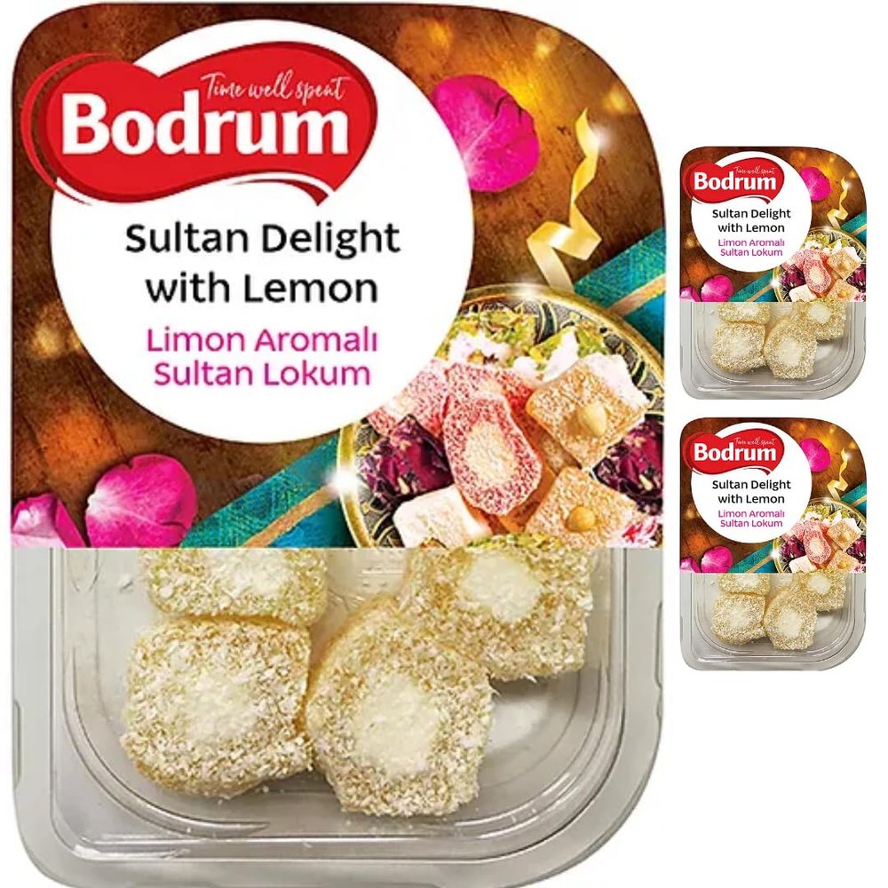 Bodrum Sultan Turkish Delight with Lemon Turkish Delight 200 gram x 3 Pieces