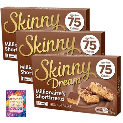 3 x Skinny Dream Bars Millionaire's Shortbread Bundle With Oerich Inspirational Card