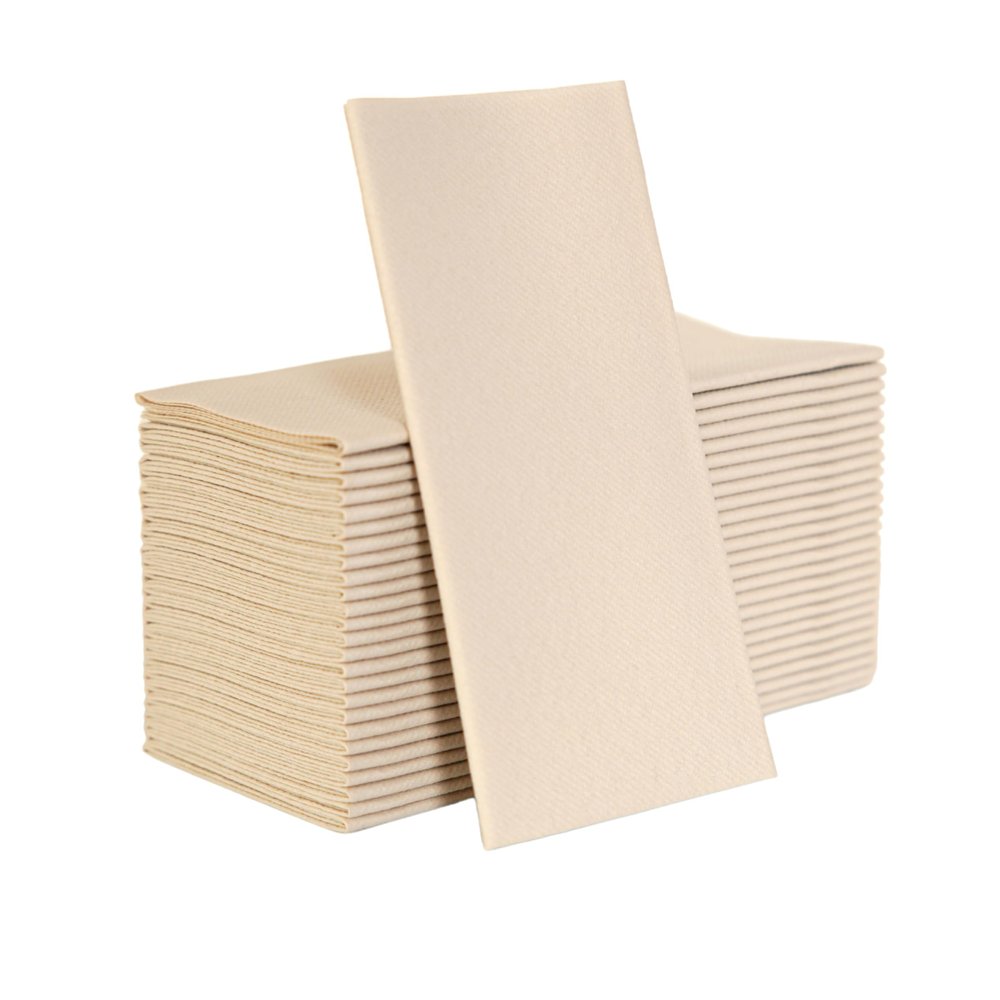 Moyes Beige Airlaid Paper Napkins | Linen Feel Guest Disposable Cloth Like Dinner Napkins | 50 Pack