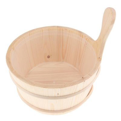 4L Sauna Wooden Bucket Pail with linner Combined Set Sauna Room Accessory