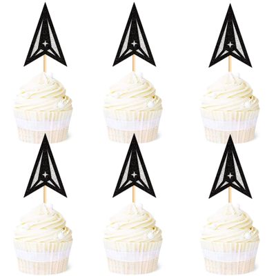 Ercadio 24 Pack Military Emblem Cupcake Toppers Silver Black Air Force Cupcake Picks Army Navy Cake Toppers Air Force Emblem Theme Retirement Birthday Party Cake Decorations Supplies