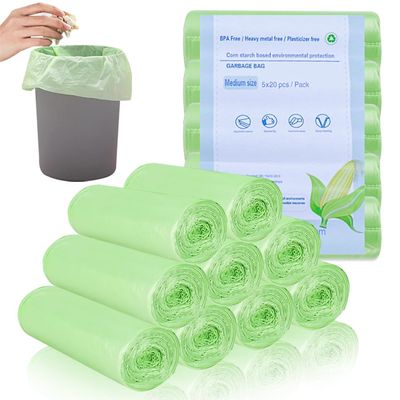200 Counts Bin Bags, 10L Degradable Trash Bags, Unscented Indoor Garbage Bags Pedal Bin Liners Small Food Waste Bags for Office Bathroom Kitchen(45x50CM)