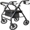 HSEECR Ultra Lightweight Folding Mobility Aids - Mobility Walker Rollator 4 Wheel with Padded Seat, Lockable Brakes and Bag, Walking Frame for The Elderly or Disabled (Black) view 1