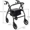 HSEECR Ultra Lightweight Folding Mobility Aids - Mobility Walker Rollator 4 Wheel with Padded Seat, Lockable Brakes and Bag, Walking Frame for The Elderly or Disabled (Black) view 2