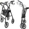 HSEECR Ultra Lightweight Folding Mobility Aids - Mobility Walker Rollator 4 Wheel with Padded Seat, Lockable Brakes and Bag, Walking Frame for The Elderly or Disabled (Black) view 4