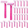 30Pcs Women's Disposable Razors, Twin Blade Shaving Women Razors, Pink Classic Stainless Steel Razor Men Blade for Camping Travel Home view 1